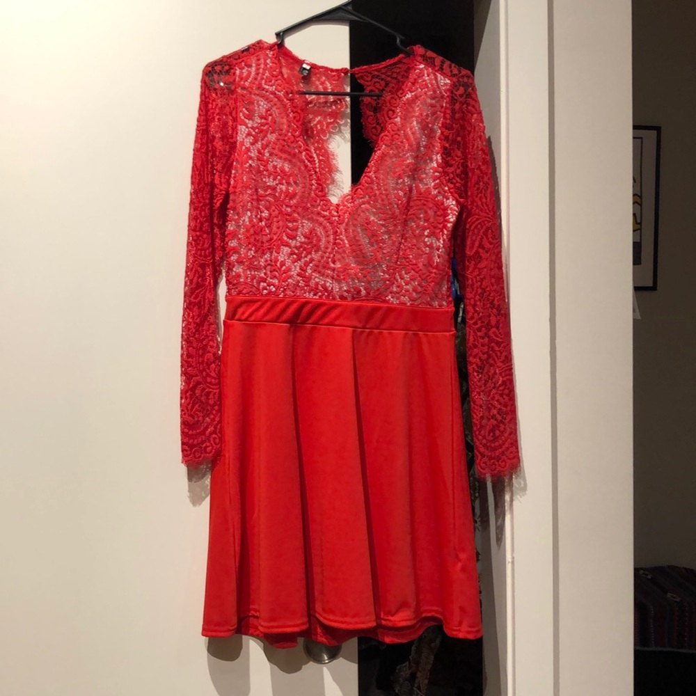Red lacy dress